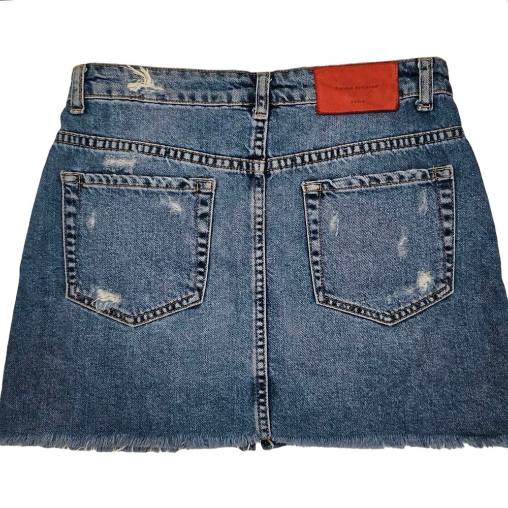 Zara Disney Minnie Mouse denim mini skirt buttons glove hands xs extra small - Picture 6 of 13